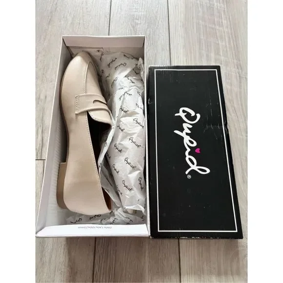 Cupid stone/cream slip on flat penny loafers size 7 - Picture 9 of 10